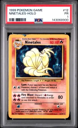 1999 POKEMON BASE SET UNLIMITED #12 NINETALES-HOLO PSA 1 - Image 1