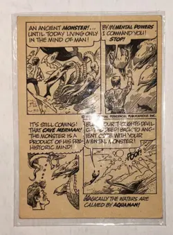 Vintage 1974 National Periodical WOnder Bread Aquaman DC Card. Rookie! - Image 2