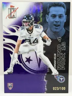 Gunnar Helm ‘25 Topps Signature Class RC Purple 023/100 Card No. 166 Tenn Titans - Image 1