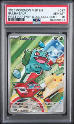 2026 Pokemon MEP EN Bulbasaur First Partner Illus Coll Ser 1 #037 PSA 10 GEM MT - Image 1