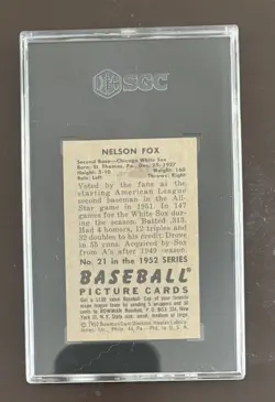1952 BOWMAN #21 NELLIE FOX SGC 5.5 EX + - Image 2