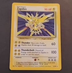 Wizards Pokemon TCG Base Set Zapdos 16/102 Holo Rare Unlimited 1999 English - Image 1