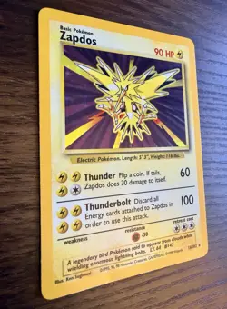 Zapdos 16/102 Base Set Unlimited Holo Rare 1999 90HP Pokemon Card NM - Image 2
