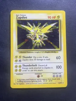 1999 Zapdos ⭐ 16/102 Holo Rare Base Set Unlimited WOTC Vintage Pokemon MP - Image 1