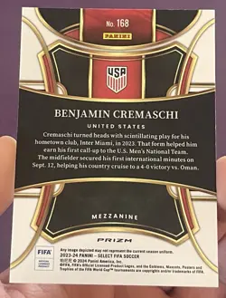 2023-24 Panini Select Benjamin Cremaschi Red White Blue Mezzanine USA RC RARE - Image 2