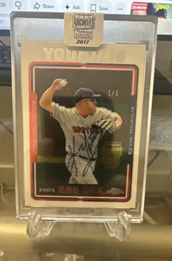 1/1 Autograph Kevin Youkilis 2017 Topps Archives Buyback 2005 Topps Chrome #257 - Image 1