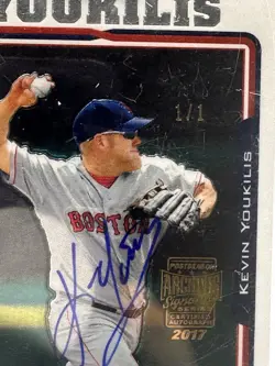 1/1 Autograph Kevin Youkilis 2017 Topps Archives Buyback 2005 Topps Chrome #257 - Image 2