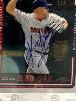 1/1 Autograph Kevin Youkilis 2017 Topps Archives Buyback 2005 Topps Chrome #257 - Image 3