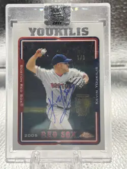 1/1 Autograph Kevin Youkilis 2017 Topps Archives Buyback 2005 Topps Chrome #257 - Image 4