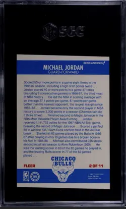 1987 Fleer Michael Jordan #2 Sticker - SGC 6 - Image 2