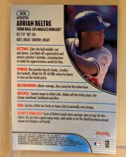 1999 Bowman Chrome SCOUTS CHOICE REFRACTOR #6 Adrian Beltre Dodgers RARE INSERT - Image 2
