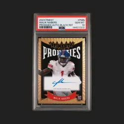 🔥2024 Topps Finest Malik Nabers #P-MN Prodigies Black Refractor Auto /25 PSA 10 - Image 1