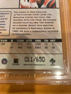 2000 Pacific Private Stock TOM BRADY RC #128 (11/650) BGS 9 MINT, 10/9/9/9!!! - Image 4