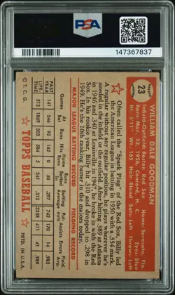 1952 TOPPS #23 BILLY GOODMAN PSA 3 - Image 2