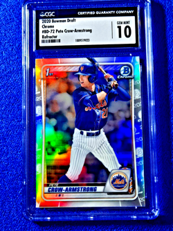 2020 Bowman Draft 1st Chrome Refractor Pete Crow-Armstrong Rookie #BD-72 10 GEM - Image 3