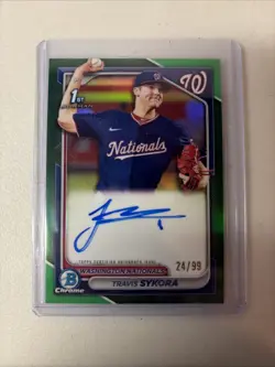 2024 Bowman Chrome Prospect Autographs Travis Sykora #CPA-TSY /99 Auto Green - Image 1