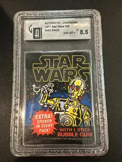 1977 Star Wars Unopened Topps Wax Pack, 1st Series, GAI 8.5 - Early GAI # -LUKEU - Image 1