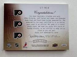 The Cup 2009-10 Triple Authentic Game Used Patches Flyers Richards Carter JVR - Image 2