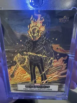 Upper Deck Ghost Rider Sketch With Bike Marvel Beginnings Ryan Gosling MCU! - Image 1
