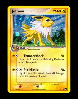 2006 Pokemon JOLTEON Promo POP SERIES 3 Edition COSMOS HOLO Rare Card 3/17 SWIRL - Image 1