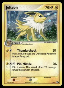 Jolteon 3/17 LP+ *HOLO SWIRL* Holo Rare POP Series 3 2006 Pokemon TCG - Image 1