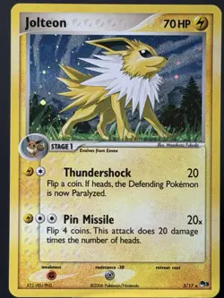 Jolteon 3/17 LP+ *HOLO SWIRL* Holo Rare POP Series 3 2006 Pokemon TCG - Image 3