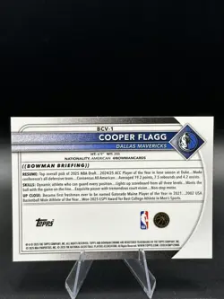 🚨2025 Bowman Sapphire Cooper Flagg Chrome RC Rookie #BCV-1 Mavericks🔥🔥 - Image 2
