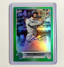 Brandon Lowe 2022 Topps Chrome Auto Green Refractor Parallel Numbered /99 Rays - Image 1