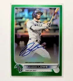 Brandon Lowe 2022 Topps Chrome Auto Green Refractor Parallel Numbered /99 Rays - Image 2