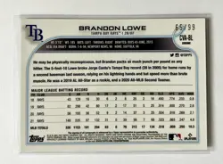 Brandon Lowe 2022 Topps Chrome Auto Green Refractor Parallel Numbered /99 Rays - Image 4