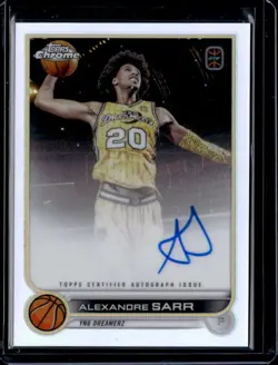 2022-23 Topps Chrome Overtime Elite #CA-AS2 Alexandre Sarr Chrome Autographs - Image 1