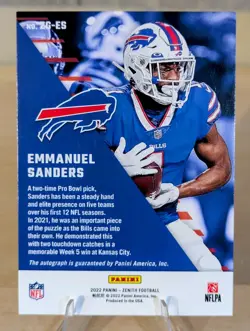 2022 Panini Zenith - Z-Graphs Emmanuel Sanders #ZG-ES 9/35 (AU) - Auto - Bills - Image 2