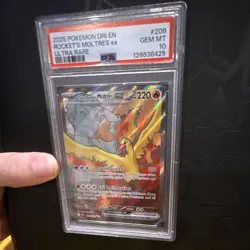 PSA 10 Team Rocket's Moltres ex 208/182 Sv10 Destined Rivals Ultra Rare Holo EN - Image 3