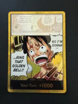 One Piece TCG LUFFY RING THAT GOLDEN BELL Gold Foil DON!! Card OP15 Bandai EN - Image 1