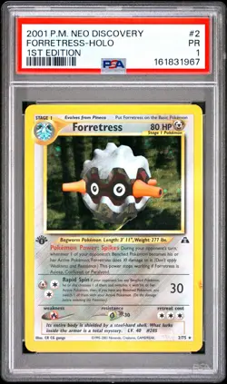 2001 POKEMON NEO DISCOVERY 1ST EDITION #2 FORRETRESS-HOLO PSA 1 - Image 1