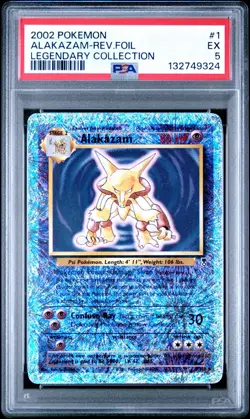 2002 POKEMON LEGENDARY COLLECTION #1 ALAKAZAM-REVERSE FOIL PSA 5 FIXABLE!CLEAN 5 - Image 1