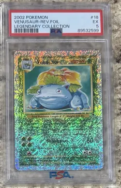 2002 Pokemon Legendary Collection Reverse Holo Venusaur #18 PSA 5 - Image 1