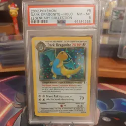 2002 Pokemon Dark Dragonite Holo #5 Legendary Collection PSA 8 - Image 1