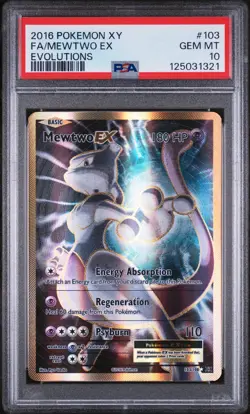 2016 POKEMON XY EVOLUTIONS #103 FULL ART/MEWTWO EX PSA 10 - Image 1