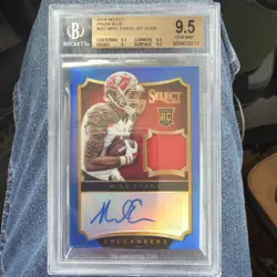 2014 Panini Select - Rookie Autograph Jerseys Mike Evans #201 Blue Prizm /20 RC - Image 1