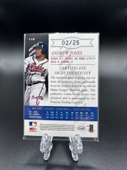 2003 Leaf Limited Andruw Jones Threads Patch #/25 Braves - Image 2