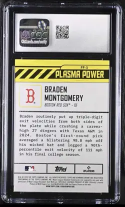 Braden Montgomery 2024 Bowman Draft - Plasma Power #PP-5 (RC) CGC 10 White Sox - Image 2