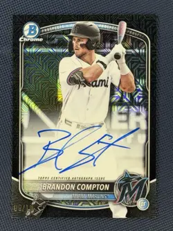 2025 Bowman Draft Mega Box Chrome Brandon Compton BLACK Mojo Refractor Auto 9/10 - Image 2