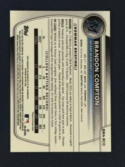 2025 Bowman Draft Mega Box Chrome Brandon Compton BLACK Mojo Refractor Auto 9/10 - Image 3