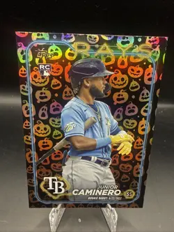 2024 Topps Update Series RC Junior Caminero #US223 Jack-O'-Lantern Foil Rookies - Image 1