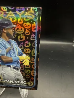 2024 Topps Update Series RC Junior Caminero #US223 Jack-O'-Lantern Foil Rookies - Image 2