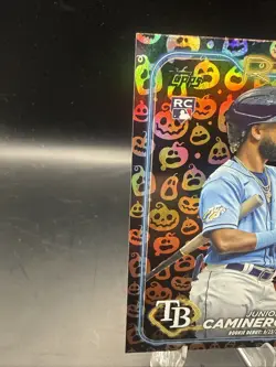 2024 Topps Update Series RC Junior Caminero #US223 Jack-O'-Lantern Foil Rookies - Image 3