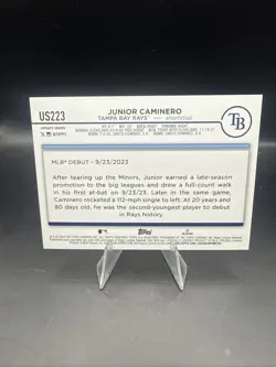 2024 Topps Update Series RC Junior Caminero #US223 Jack-O'-Lantern Foil Rookies - Image 5