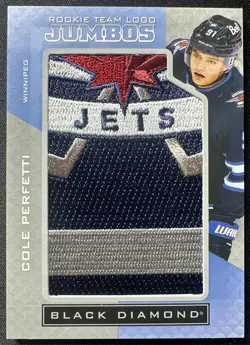 2021 Upper Deck Black Diamond Cole Perfetti Rookie Team Logo Jumbo Patches RC - Image 1