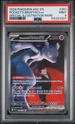 PSA 9 Team Rockets Mewtwo ex 2026 Pokemon Ascended Heroes SIR #281 - Image 1